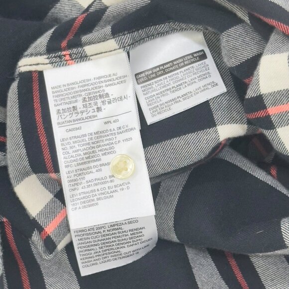 Levis Women Relaxed Fit Plaid Button-Up Shirt SZ Large Black/Red - Picture 10 of 14